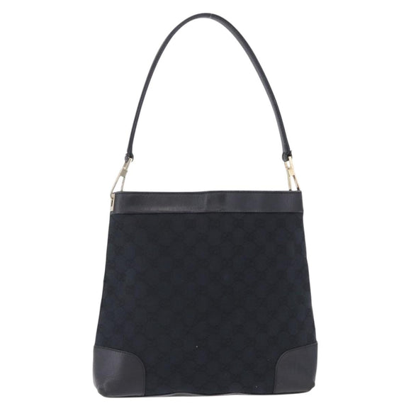 GUCCI GG Canvas Shoulder Bag Black Gold Tone 33900 Auth 194224