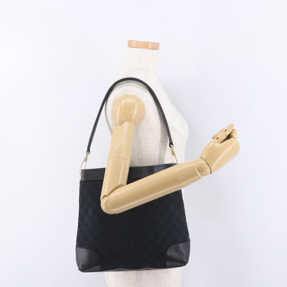 GUCCI GG Canvas Shoulder Bag Black Gold Tone 33900 Auth 194224