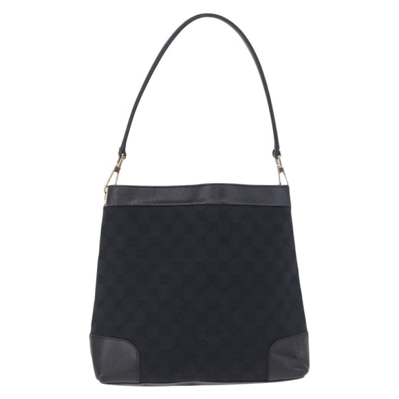 GUCCI GG Canvas Shoulder Bag Black Gold Tone 33900 Auth 194224
