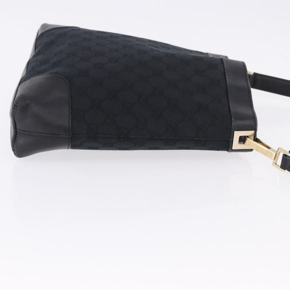 GUCCI GG Canvas Shoulder Bag Black Gold Tone 33900 Auth 194224