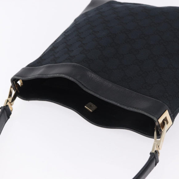 GUCCI GG Canvas Shoulder Bag Black Gold Tone 33900 Auth 194224