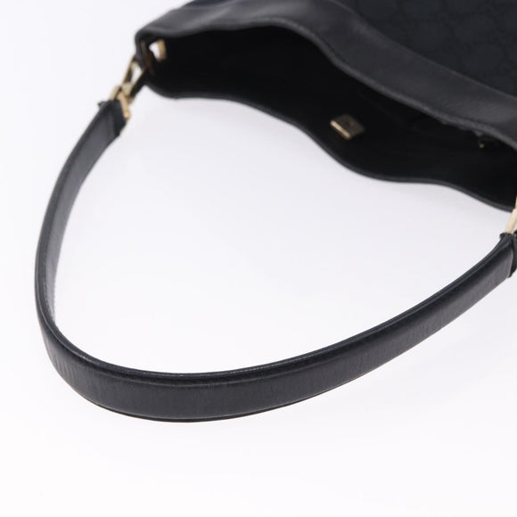 GUCCI GG Canvas Shoulder Bag Black Gold Tone 33900 Auth 194224