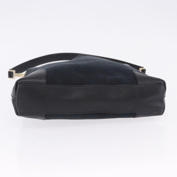 GUCCI GG Canvas Shoulder Bag Black Gold Tone 33900 Auth 194224