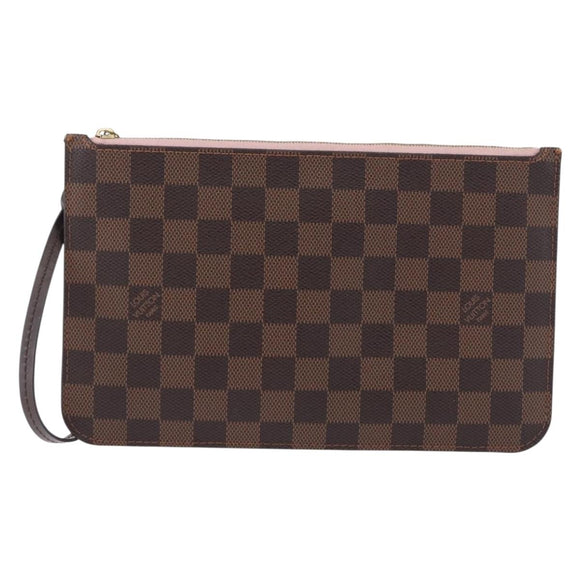 LOUIS VUITTON Damier Ebene Neverfull MM Pouch LV Auth 194228A