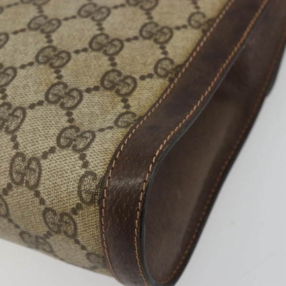 GUCCI PARFUMS GG Supreme Web Sherry Line Clutch Bag PVC Beige Gold Auth 194232
