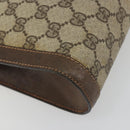 GUCCI PARFUMS GG Supreme Web Sherry Line Clutch Bag PVC Beige Gold Auth 194232-16