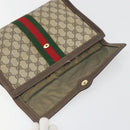 GUCCI PARFUMS GG Supreme Web Sherry Line Clutch Bag PVC Beige Gold Auth 194232-8