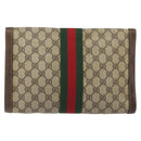 GUCCI PARFUMS GG Supreme Web Sherry Line Clutch Bag PVC Beige Gold Auth 194232-2