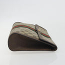 GUCCI PARFUMS GG Supreme Web Sherry Line Clutch Bag PVC Beige Gold Auth 194232-3