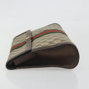 GUCCI PARFUMS GG Supreme Web Sherry Line Clutch Bag PVC Beige Gold Auth 194232-4