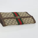 GUCCI PARFUMS GG Supreme Web Sherry Line Clutch Bag PVC Beige Gold Auth 194232-5