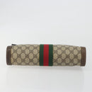 GUCCI PARFUMS GG Supreme Web Sherry Line Clutch Bag PVC Beige Gold Auth 194232-6