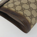 GUCCI PARFUMS GG Supreme Web Sherry Line Clutch Bag PVC Beige Gold Auth 194232-14