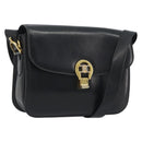 CELINE Shoulder Bag Leather Black Gold Auth 194233-1