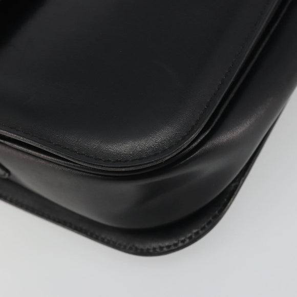 CELINE Shoulder Bag Leather Black Gold Auth 194233