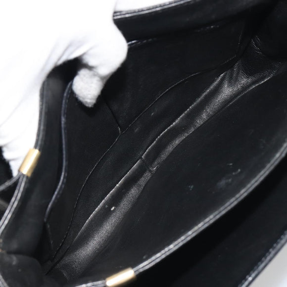CELINE Shoulder Bag Leather Black Gold Auth 194233