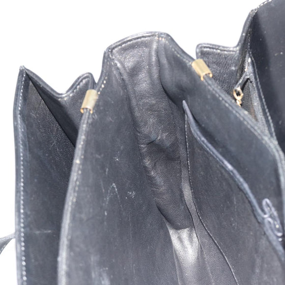 CELINE Shoulder Bag Leather Black Gold Auth 194233
