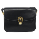 CELINE Shoulder Bag Leather Black Gold Auth 194233-13