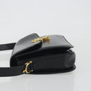 CELINE Shoulder Bag Leather Black Gold Auth 194233-4
