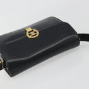 CELINE Shoulder Bag Leather Black Gold Auth 194233-6