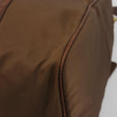 PRADA Hand Bag Nylon Brown Gold Auth 194238-12