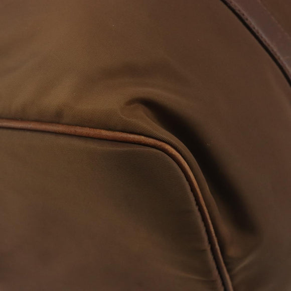 PRADA Hand Bag Nylon Brown Gold Auth 194238