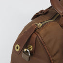 PRADA Hand Bag Nylon Brown Gold Auth 194238-16