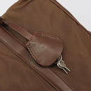 PRADA Hand Bag Nylon Brown Gold Auth 194238-17