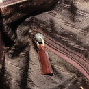 PRADA Hand Bag Nylon Brown Gold Auth 194238-22