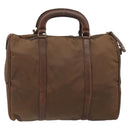PRADA Hand Bag Nylon Brown Gold Auth 194238-3