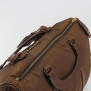 PRADA Hand Bag Nylon Brown Gold Auth 194238-6