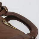 PRADA Hand Bag Nylon Brown Gold Auth 194238-8