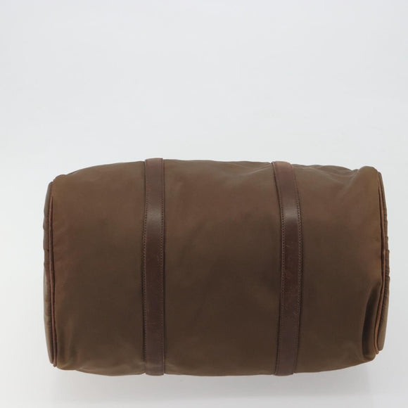 PRADA Hand Bag Nylon Brown Gold Auth 194238
