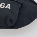 BALENCIAGA Body Bag Canvas Navy Silver Auth 194239-10