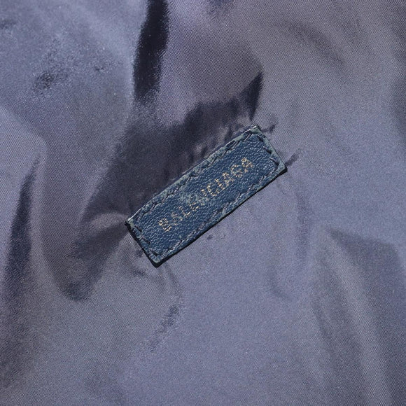 BALENCIAGA Body Bag Canvas Navy Silver Auth 194239