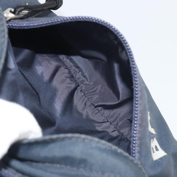 BALENCIAGA Body Bag Canvas Navy Silver Auth 194239