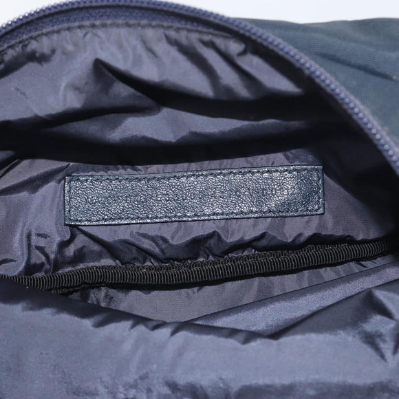 BALENCIAGA Body Bag Canvas Navy Silver Auth 194239