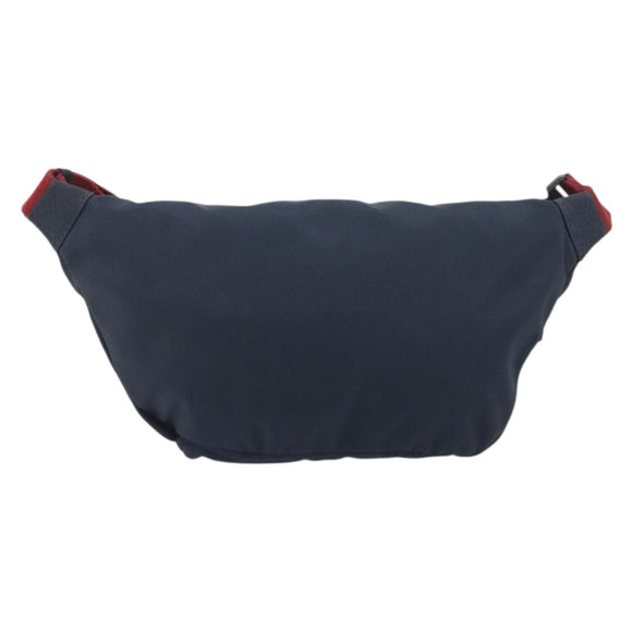 BALENCIAGA Body Bag Canvas Navy Silver Auth 194239