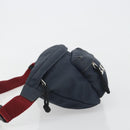 BALENCIAGA Body Bag Canvas Navy Silver Auth 194239-5