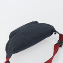 BALENCIAGA Body Bag Canvas Navy Silver Auth 194239-6