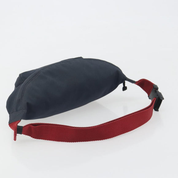 BALENCIAGA Body Bag Canvas Navy Silver Auth 194239