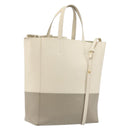 CELINE Vertical Cabas Small Hand Bag Calf Skin 2way White Gray gold Auth 194240-1