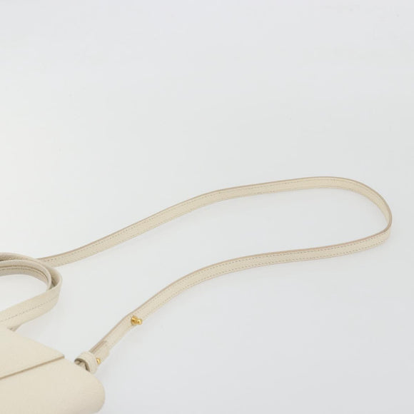 CELINE Vertical Cabas Small Hand Bag Calf Skin 2way White Gray gold Auth 194240