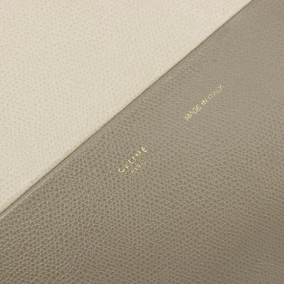 CELINE Vertical Cabas Small Hand Bag Calf Skin 2way White Gray gold Auth 194240