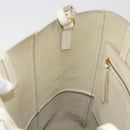 CELINE Vertical Cabas Small Hand Bag Calf Skin 2way White Gray gold Auth 194240-19