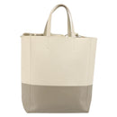 CELINE Vertical Cabas Small Hand Bag Calf Skin 2way White Gray gold Auth 194240-2