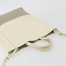CELINE Vertical Cabas Small Hand Bag Calf Skin 2way White Gray gold Auth 194240-6