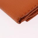 FENDI Celeria Wallet Leather Orange Silver Auth 194243A-16