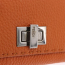 FENDI Celeria Wallet Leather Orange Silver Auth 194243A-17