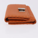 FENDI Celeria Wallet Leather Orange Silver Auth 194243A-4